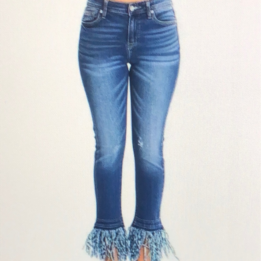 Before You Womens Jeans Size S Medium Blue Wash Frayed Hem Boho